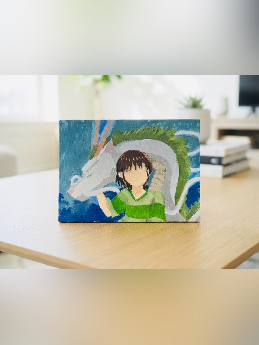 Chihiro and Dragon a 5x7 Canvas- Unframed